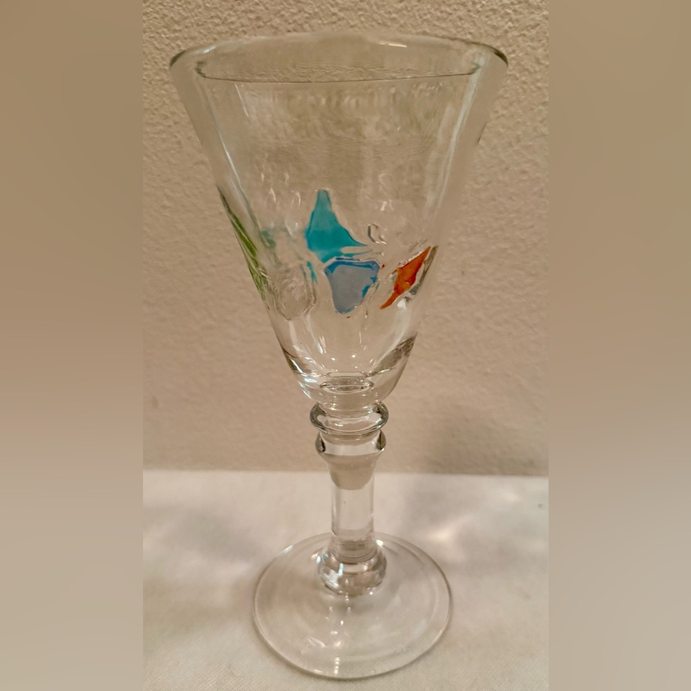 Global Amici Fresh Wine Glass. (Sea glass design) 10oz. 8.25” Hand blown